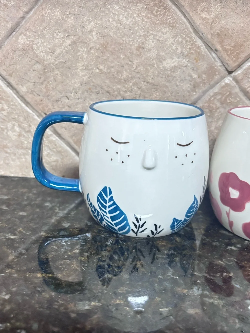 Floral Face Hand Painted Ceramic Mugs - Set of 2 | World Market